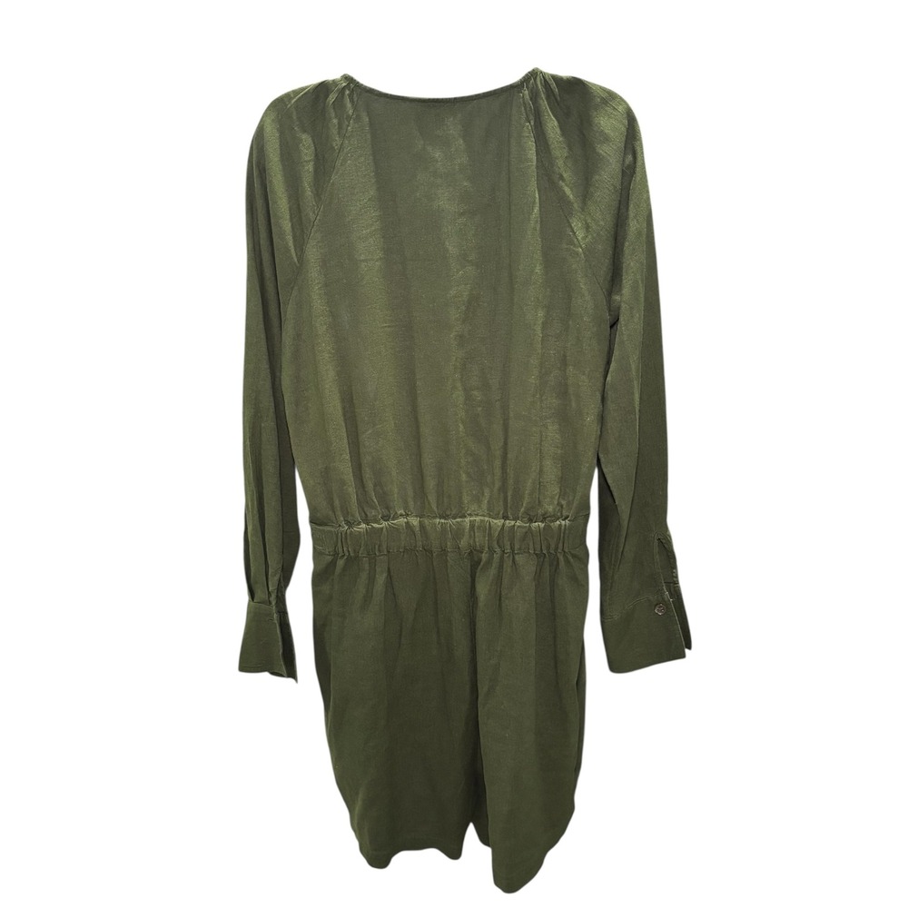 Banana Republic Olive Green Linen Blend Utility Romper Large Petite LP - Picture 3 of 12